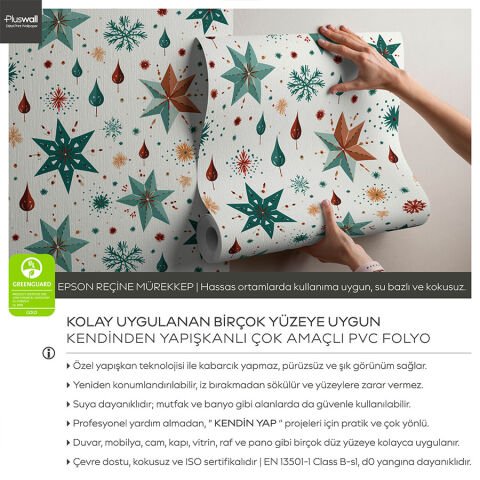 Yeni Yıl Temalı Kendinden Yapışkanlı Duvar Kağıdı, Yıldız Desenli Duvar Kağıdı