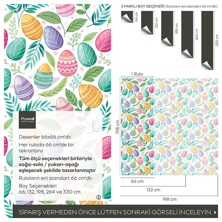Paskalya Yumurtaları Kendinden Yapışkanlı Duvar Kağıdı
