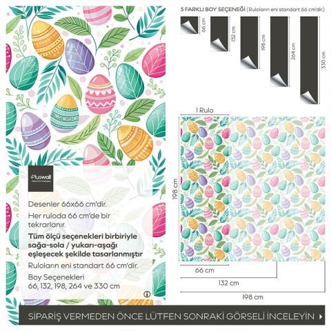 Paskalya Yumurtaları Kendinden Yapışkanlı Duvar Kağıdı