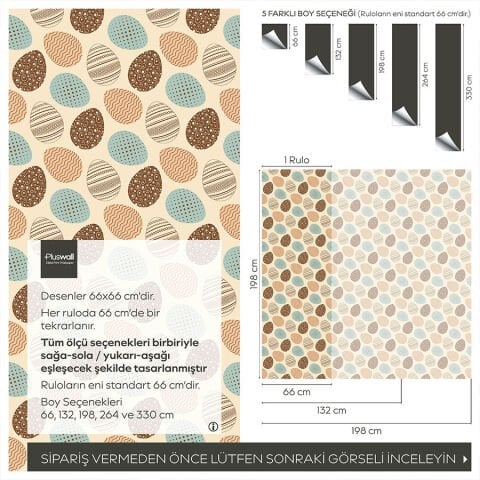 Paskalya Yumurtaları Pastel Tonlarda Kendinden Yapışkanlı Duvar Kağıdı