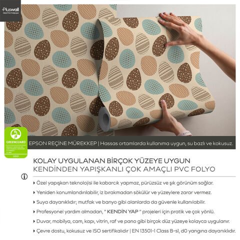 Paskalya Yumurtaları Pastel Tonlarda Kendinden Yapışkanlı Duvar Kağıdı