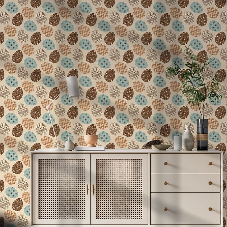 Paskalya Yumurtaları Pastel Tonlarda Kendinden Yapışkanlı Duvar Kağıdı