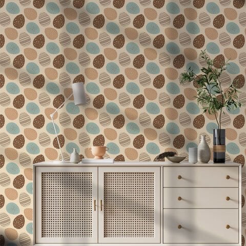 Paskalya Yumurtaları Pastel Tonlarda Kendinden Yapışkanlı Duvar Kağıdı