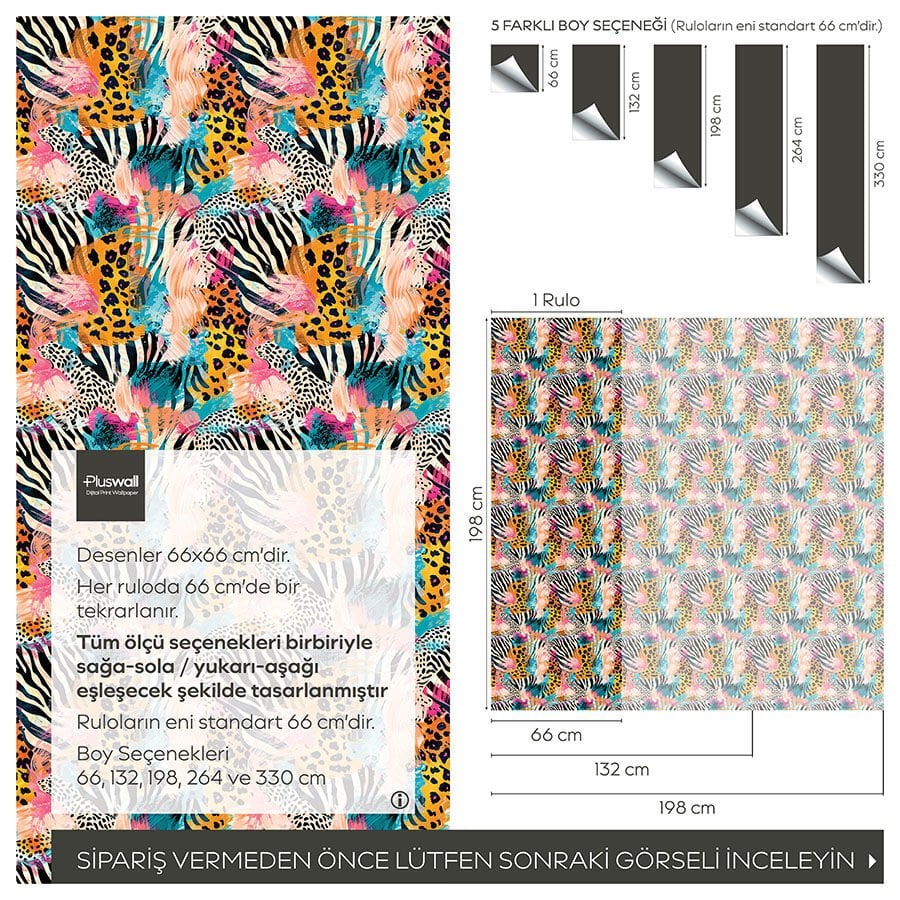 Soyut Sanatsal Leopar Desenli Kendinden Yapışkanlı Duvar Kağıdı, Yatak Odası Duvar Kağıdı