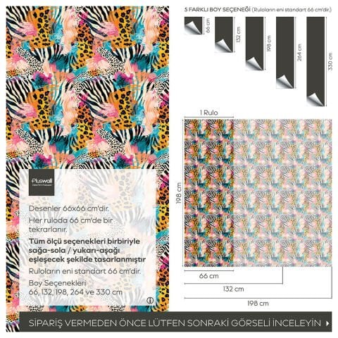 Soyut Sanatsal Leopar Desenli Kendinden Yapışkanlı Duvar Kağıdı, Yatak Odası Duvar Kağıdı