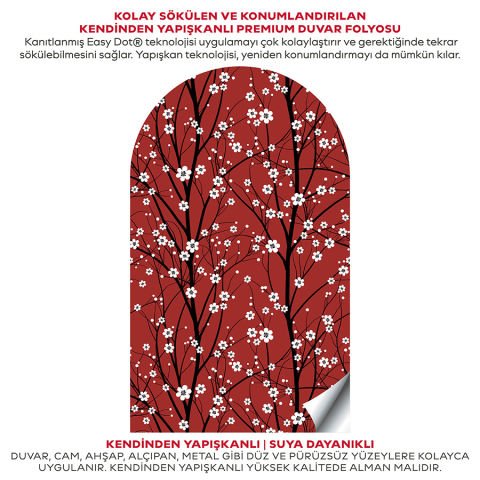 Kendinden Yapışkanlı Oval Kesim Kiraz Ağacı Duvar Kağıdı Stickeri