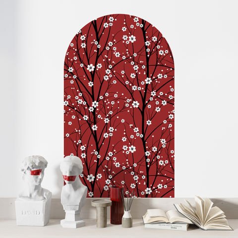 Kendinden Yapışkanlı Oval Kesim Kiraz Ağacı Duvar Kağıdı Stickeri