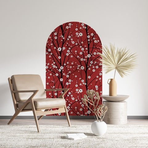 Kendinden Yapışkanlı Oval Kesim Kiraz Ağacı Duvar Kağıdı Stickeri