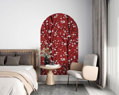 Kendinden Yapışkanlı Oval Kesim Kiraz Ağacı Duvar Kağıdı Stickeri