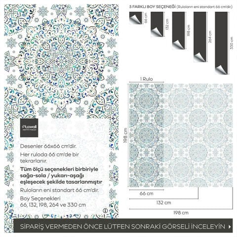 Mandala Sanatı Kendinden Yapışkanlı Duvar Kağıdı, Geleneksel Arap ve Hint Motifleri Duvar Kağıdı