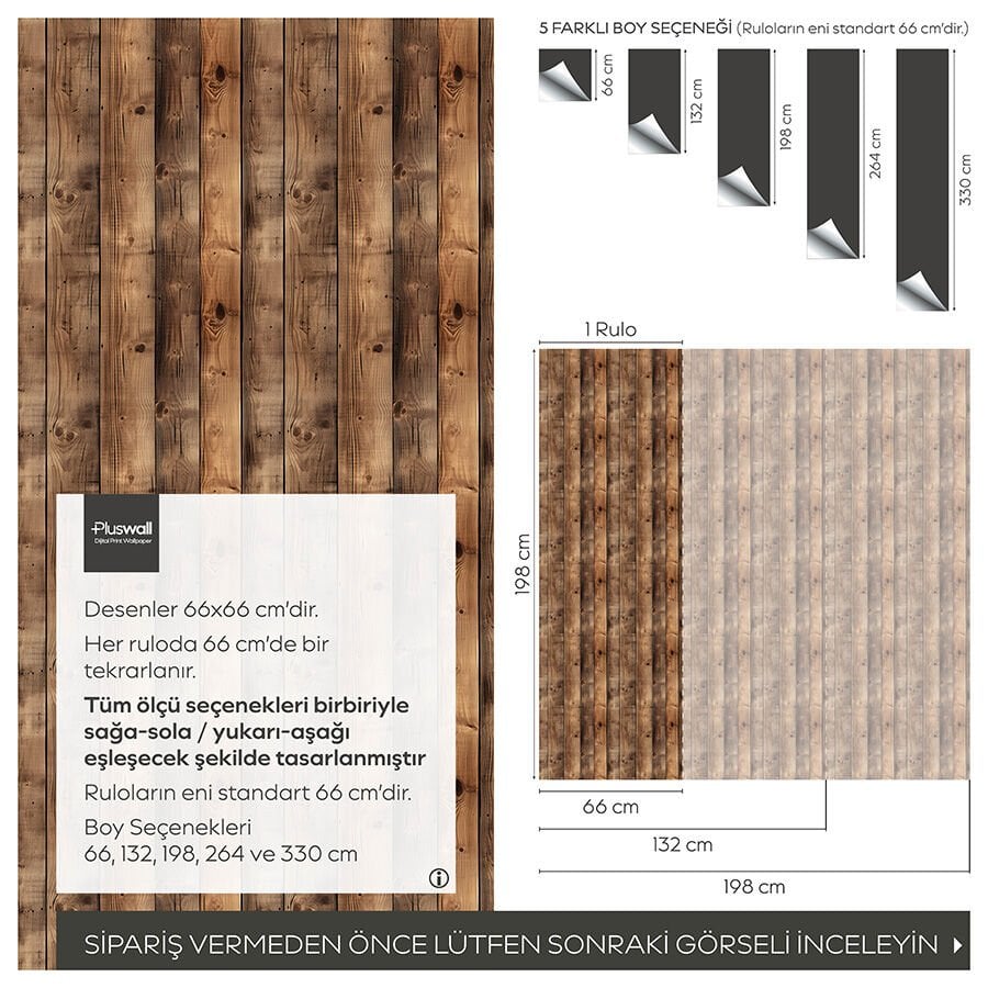 Rustik Ahşap Desenli Kendinden Yapışkanlı Duvar Kağıdı, Gerçekçi Ahşap Duvar Kağıdı