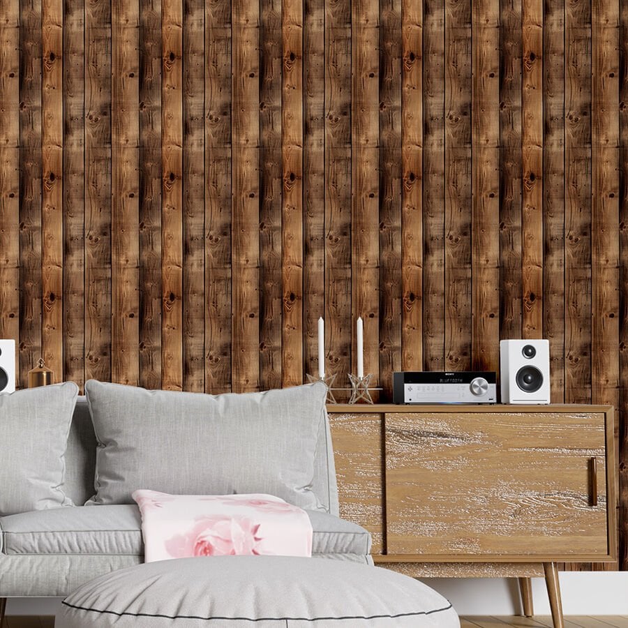 Rustik Ahşap Desenli Kendinden Yapışkanlı Duvar Kağıdı, Gerçekçi Ahşap Duvar Kağıdı