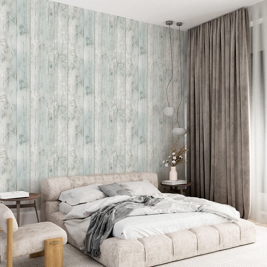 Vintage Eskitilmiş Ahşap Tasarım Kendinden Yapışkanlı Duvar Kağıdı, Rustik Ahşap Desenli Duvar Kağıdı