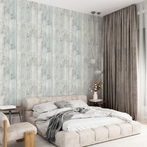 Vintage Eskitilmiş Ahşap Tasarım Kendinden Yapışkanlı Duvar Kağıdı, Rustik Ahşap Desenli Duvar Kağıdı