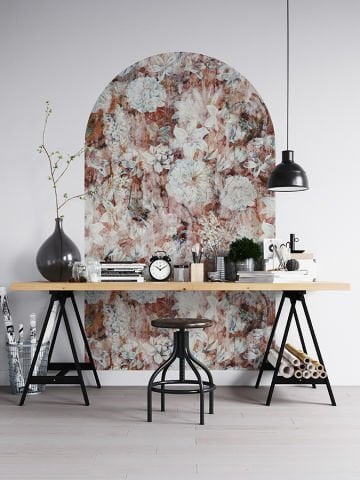 Kendinden Yapışkanlı Oval Kesim Rustik Çiçek Desenli Duvar Kağıdı Stickeri