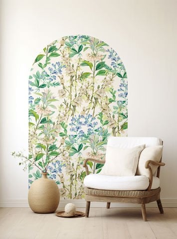 Kendinden Yapışkanlı Oval Kesim Bahar Çiçekleri Duvar Kağıdı Stickeri