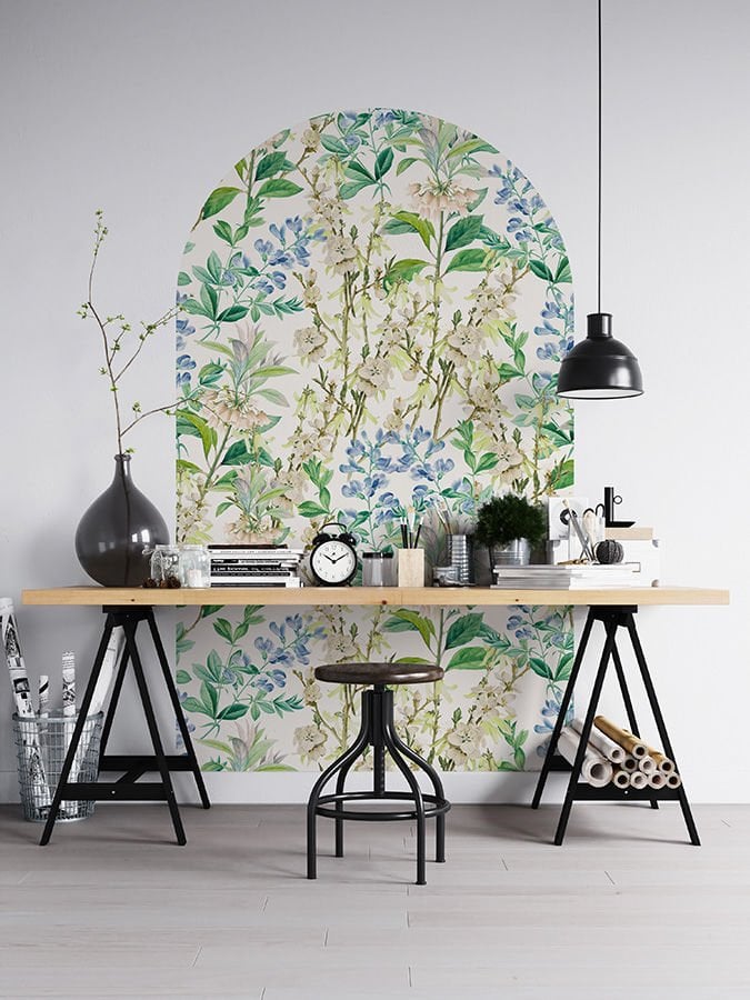 Kendinden Yapışkanlı Oval Kesim Bahar Çiçekleri Duvar Kağıdı Stickeri