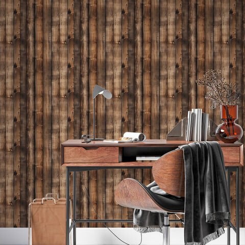 Rustik Dikey Ahşap Desenli Kendinden Yapışkanlı Duvar Kağıdı, Tahta Desenli Duvar Kağıdı