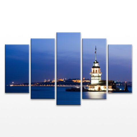Kız Kulesi 5 Parça Kanvas Tablo 90x175 Cm.
