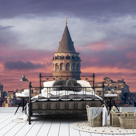 Galata Kulesi Salon Ofis Cafe Yatak Odası Duvar Kağıdı Tekstil (Vinil) 499,00₺/m2