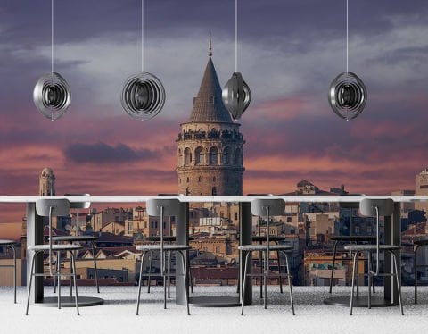 Galata Kulesi Salon Ofis Cafe Yatak Odası Duvar Kağıdı Tekstil (Vinil) 499,00₺/m2