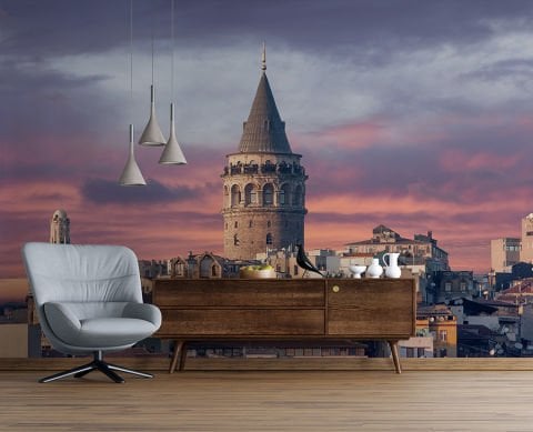 Galata Kulesi Salon Ofis Cafe Yatak Odası Duvar Kağıdı Tekstil (Vinil) 499,00₺/m2