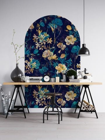 Kendinden Yapışkanlı Oval Kesim Rustik Çiçekler Duvar Kağıdı Stickeri