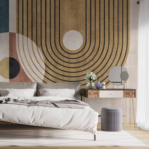 Orta Çağ Tarzı Soyut Yatak Odası Duvar Kağıdı, Sanatsal Geometrik Duvar Kağıdı