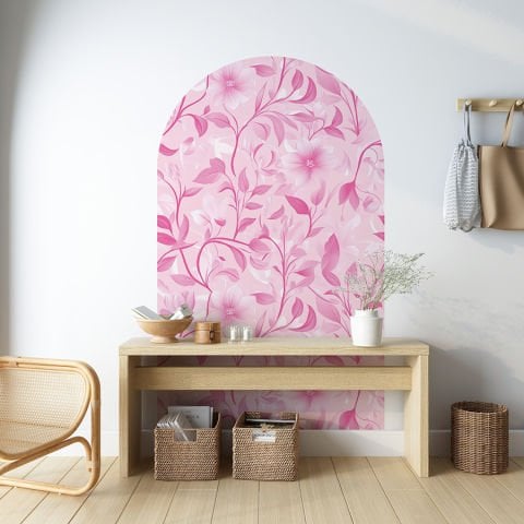 Kendinden Yapışkanlı Oval Kesim Romantik Çiçek Desenli Duvar Kağıdı Stickeri