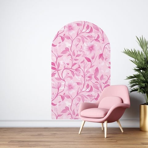 Kendinden Yapışkanlı Oval Kesim Romantik Çiçek Desenli Duvar Kağıdı Stickeri