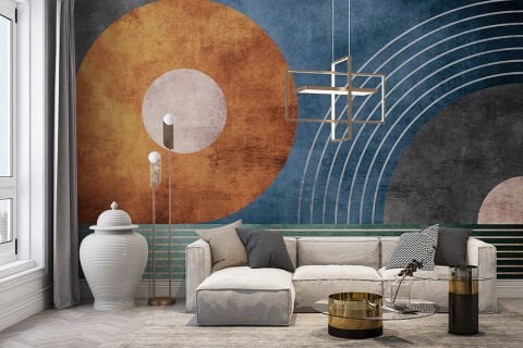 Modern Geometrik Duvar Kağıdı, Banyo Dekorasyonu için Soyut Retro Duvar Kağıdı