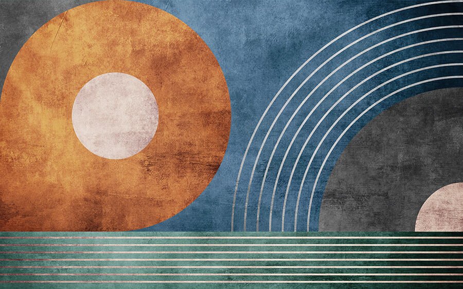 Modern Geometrik Duvar Kağıdı, Banyo Dekorasyonu için Soyut Retro Duvar Kağıdı