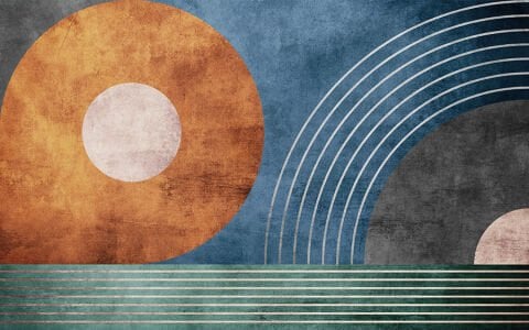 Modern Geometrik Duvar Kağıdı, Banyo Dekorasyonu için Soyut Retro Duvar Kağıdı