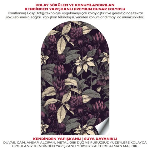 Kendinden Yapışkanlı Oval Kesim Vintage Çiçek Desenli Duvar Kağıdı Stickeri