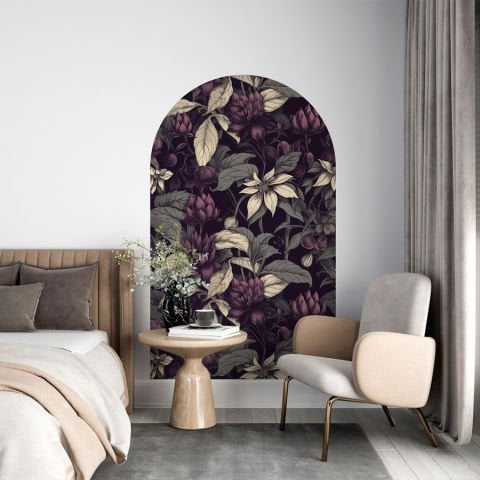 Kendinden Yapışkanlı Oval Kesim Vintage Çiçek Desenli Duvar Kağıdı Stickeri