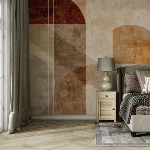 Geometrik Kemer Duvar Kağıdı, Sıcak Toprak Tonlarında Soyut Duvar Kağıdı