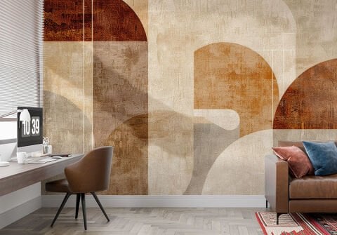 Geometrik Kemer Duvar Kağıdı, Sıcak Toprak Tonlarında Soyut Duvar Kağıdı