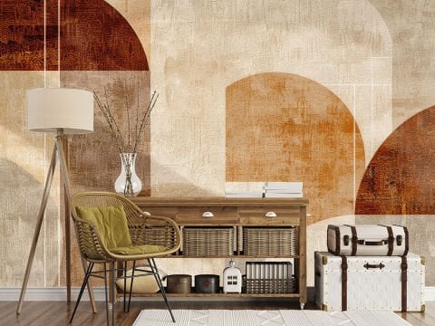 Geometrik Kemer Duvar Kağıdı, Sıcak Toprak Tonlarında Soyut Duvar Kağıdı