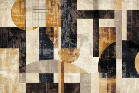 Toprak Tonlarında Soyut Geometrik Duvar Kağıdı, Minimalist ve Çağdaş İç Mekanlar İçin Modern Sanat Duvar Kağıdı