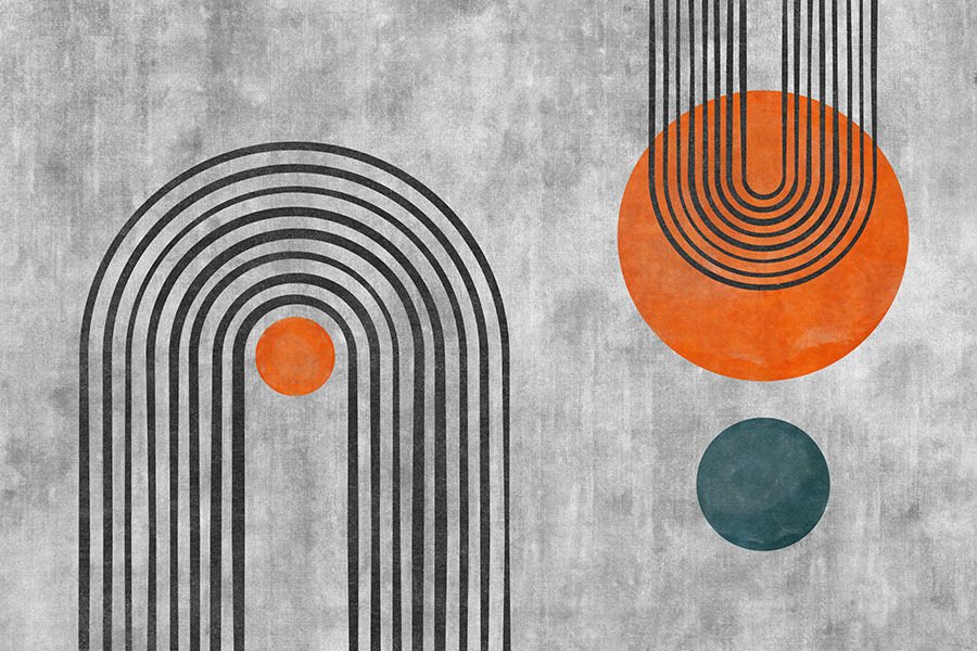 Retro Geometrik Duvar Kağıdı, Modern Oturma Odası Duvar Dekoru