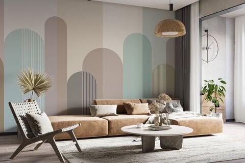 Minimalist İskandinav Duvar Kağıdı, Yumuşak Pastel Tonlarda Geometrik Duvar Dekoru