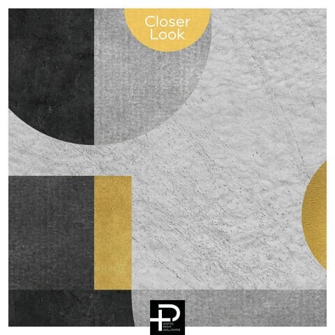 Gri Altın Tonlarda Geometrik Duvar Kağıdı, Beton Dokulu Duvar Resmi