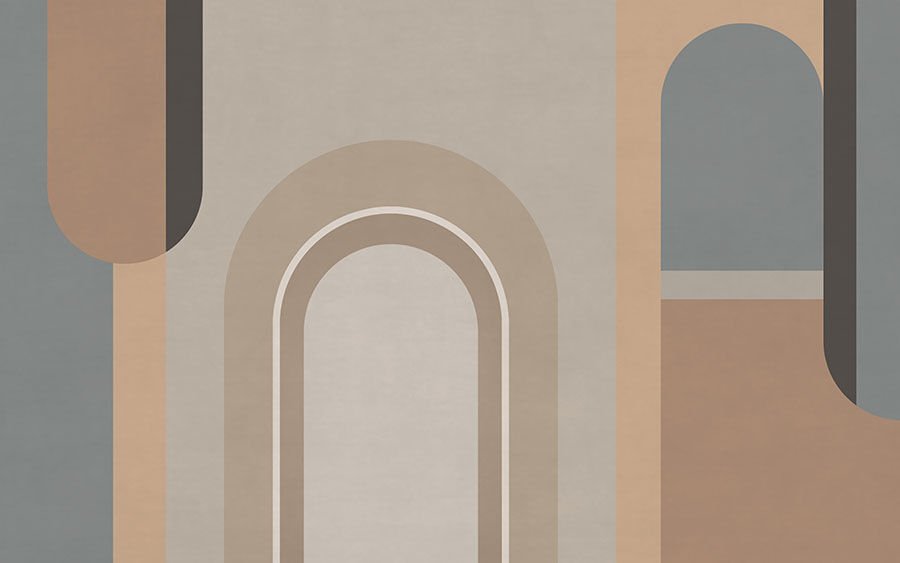 İskandinav Tarzı Bauhaus Duvar Kağıdı, Nötr Geometrik Kemer Duvar Resmi