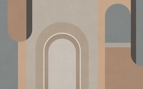 İskandinav Tarzı Bauhaus Duvar Kağıdı, Nötr Geometrik Kemer Duvar Resmi