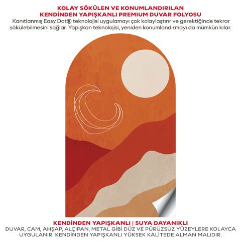 Kendinden Yapışkanlı Oval Kesim Minimalist Soyut Manzara Duvar Kağıdı Stickeri