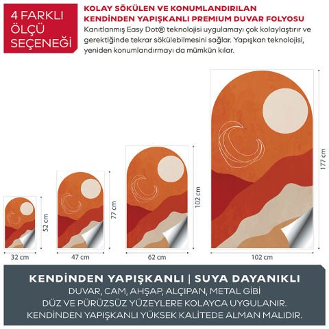 Kendinden Yapışkanlı Oval Kesim Minimalist Soyut Manzara Duvar Kağıdı Stickeri