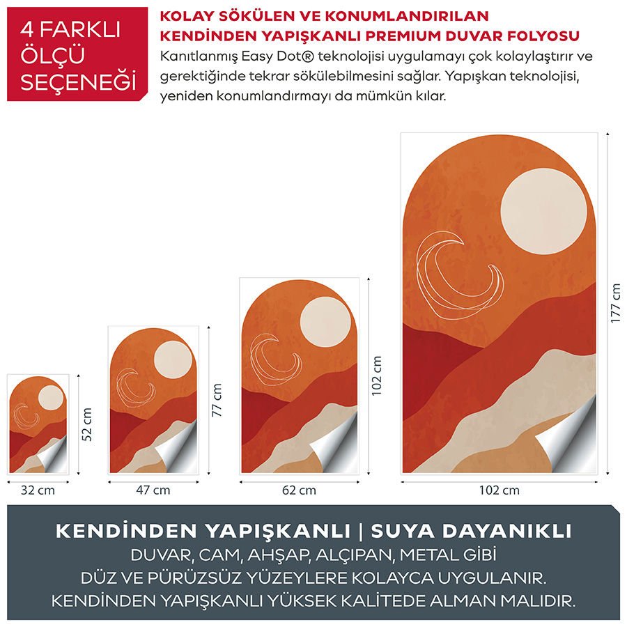 Kendinden Yapışkanlı Oval Kesim Minimalist Soyut Manzara Duvar Kağıdı Stickeri 100x175cm