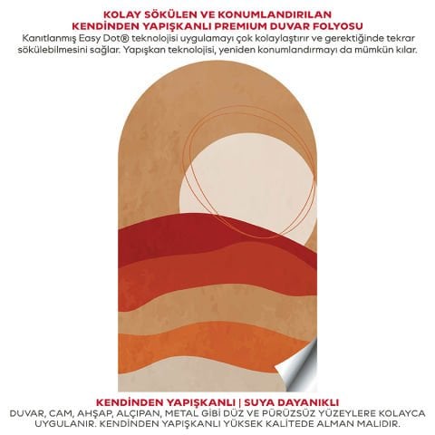 Kendinden Yapışkanlı Oval Kesim Minimalist Modern Manzara Duvar Kağıdı Stickeri