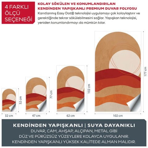 Kendinden Yapışkanlı Oval Kesim Minimalist Modern Manzara Duvar Kağıdı Stickeri