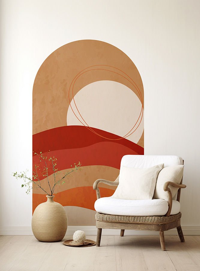 Kendinden Yapışkanlı Oval Kesim Minimalist Modern Manzara Duvar Kağıdı Stickeri